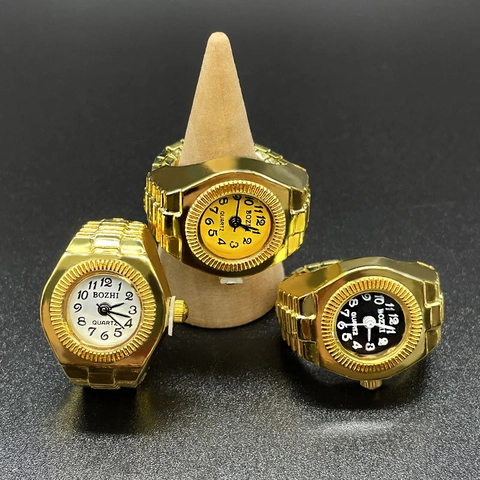 Vintage Finger Ring Watch For Women Men Fashion Metal Elastic Expansion Band Quartz Ring Clock Creative Unisex Jewelry Gift