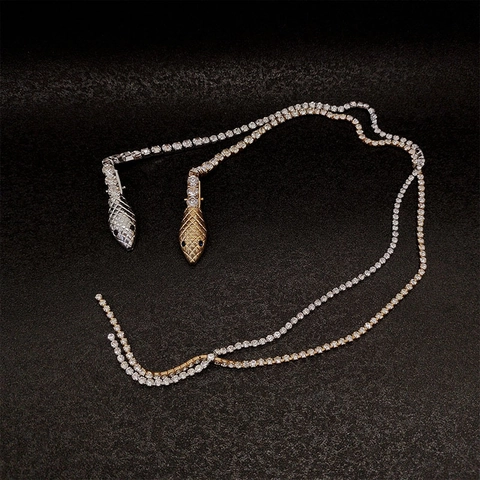 Pinza Para El Cabello Con Forma De Serpiente Aleación Diamantes De Imitación Borla Larga Brillante Clip De Pico De Pato Elegante