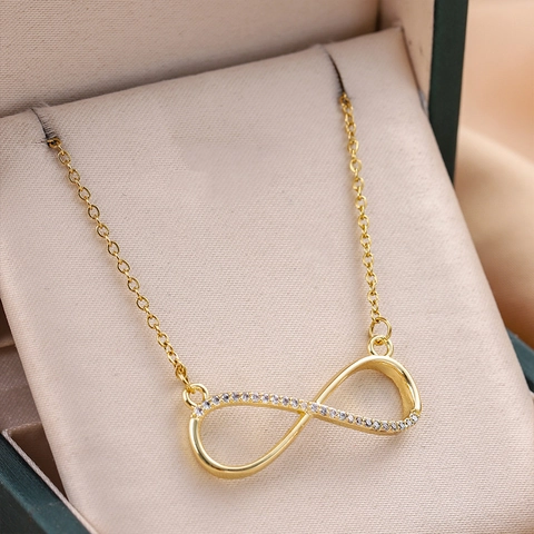Infinity Symbool Hanger Ketting Roestvrij Staal Met Zirkoon Elegante Luxe Sleutelbeen Ketting Voor Dames