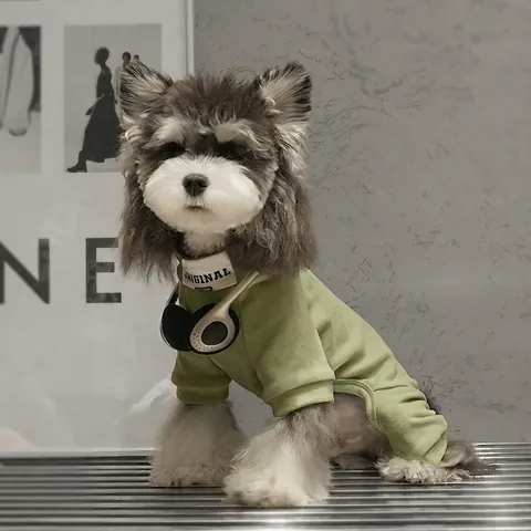 Dog Jumpsuit Cotton Knit Warm Autumn Winter Four Legged Pet Clothes Contrast Turtle Neck Letter Print Casual Fashion
