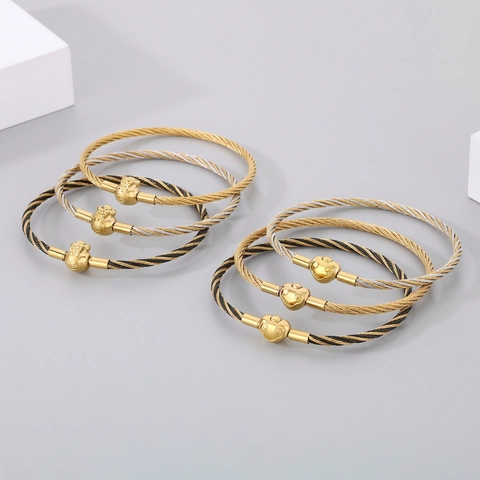 Bracciale Cavo Acciaio Inossidabile Intrecciato Portafortuna Sacchetto Di Soldi Cuore Stile Cinese