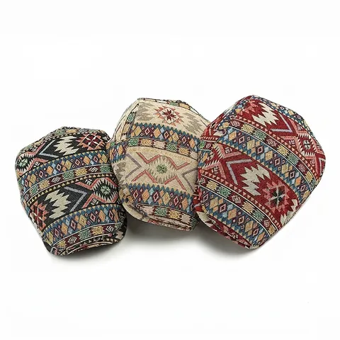 Vintage Ethnic Geometric Jacquard Ivy Cap Flat Hat For Men Women Retro Bohemian Style Breathable Adjustable