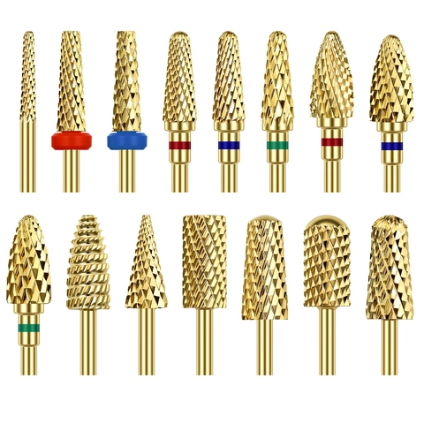 Punte per Trapano per Unghie in Lega Placcata Oro Professionale per Rimozione Smalto Gel E Pulizia Cuticole Strumento Manicure