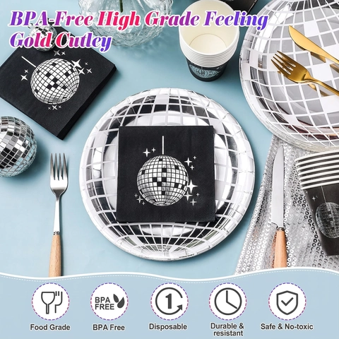 Stoviglie Festa Disco Ball Usa E Getta Metallico Argento Piatti Carta Bicchieri Tovaglioli Posate Plastica Decorazione Compleanno