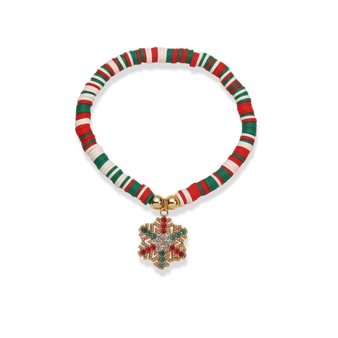 Bracciale Di Perline Di Natale Argilla Polimerica Lega Smalto Babbo Natale Pupazzo Di Neve Ciondoli Gioielli Per Feste Donne Ragazze