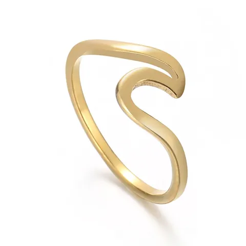 Anello Minimalista A Onda Acciaio Inossidabile 316L Geometrico Gioielli Delicati Lucidati Per Donne