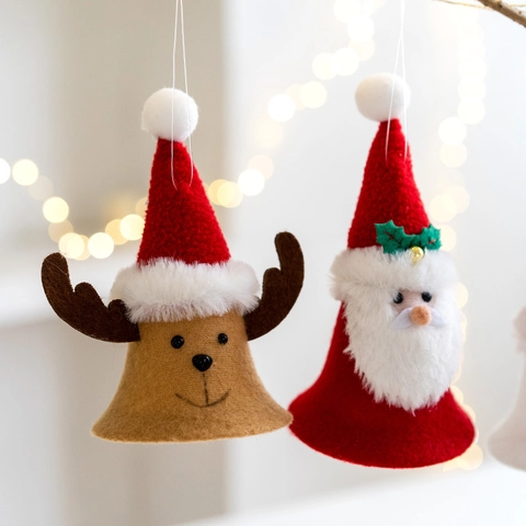 Decorazioni Appese Albero Di Natale Stoffa Feltro Campana Pendenti Babbo Natale Pupazzo Di Neve Renna Decoro Festivo Personaggi