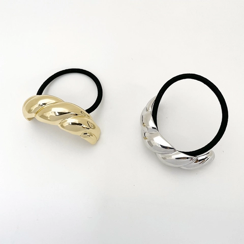 Twisted Alloy Hair Ties U-Shaped Croissant Ponytail Holders Elastic Metallic Hair Bands For Women