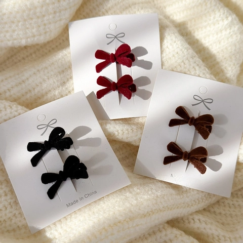 Pinzas Para El Cabello Con Lazo De Terciopelo Flocado Aleación Clips De Pico De Pato Navidad Otoño Invierno Accesorios Para El Cabello Mujer