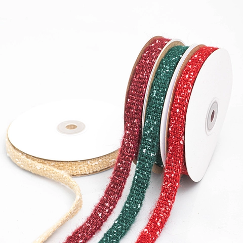Nastro Di Natale Finto Lino Intrecciato Con Punti Di Neve Per Confezioni Regalo Artigianato Fai Da Te Decorazione Festiva
