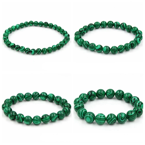 Natural Stone Beaded Bracelet Tiger Eye Amethyst Malachite Agate Elastic Rope Handmade Unisex Gift Jewelry
