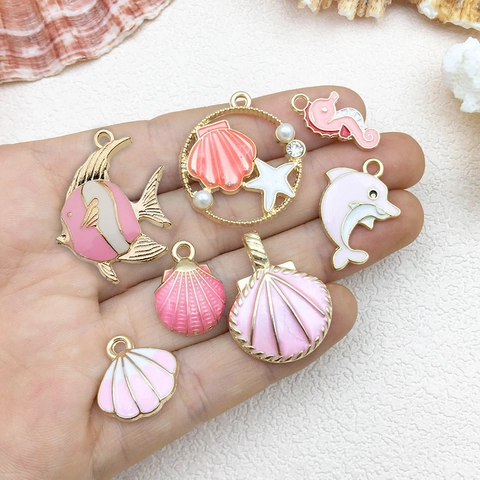 Oceaan Thema Zeedier Bedels Legering Emaille Zeester Schelp Zeepaardje Walvis Hangers Voor DIY Sieraden Maken Armband Ketting