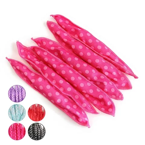 Heatless Hair Rollers Soft Sponge Fabric Sleep Curlers Flexible DIY Styling Tools Polka Dot Print Leopard Pattern