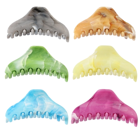 Pinzas Para El Cabello Grandes Patrón De Mármol Antideslizantes Resina Pinzas Geométricas Accesorios De Peinado Para Mujeres