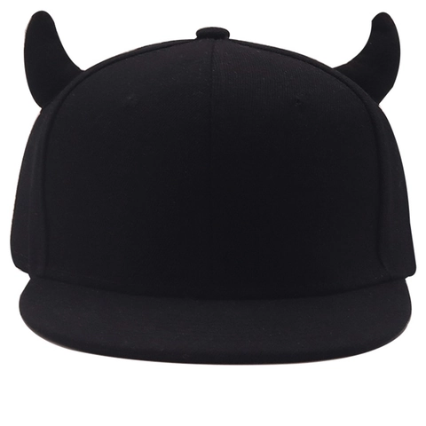 Gorra De Béisbol Con Cuernos De Diablo 3D Novedad Punk Snapback Sombrero Ala Plana Ajustable Hip Hop Deporte