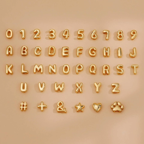 Bubble Buchstaben Anhänger Ballon Stil Alphabet Nummer Messing Anhänger Für DIY Halskette Armband Schmuckherstellung