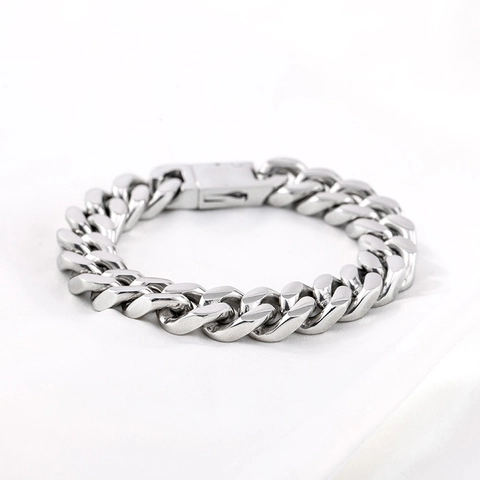 Heren Zware Cubaanse Schakelarmband 316L Roestvrij Staal Gepolijst Biker Punk Ketting Sieraden Mannelijke Stijl