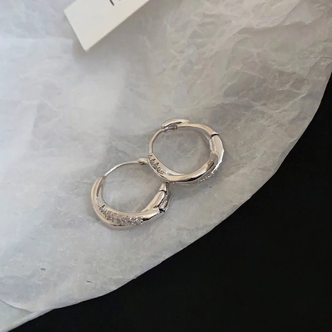 Gedraaide Dubbele Cirkel Hoop Oorbellen Voor Dames Met Zirkoon En 925 Sterling Zilveren Oorsteker Luxe Sieraden