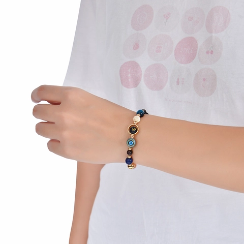Solar System Planets Zodiac Beaded Bracelet Natural Stone Lava Rock Blue Sandstone Constellation Charm Jewelry Unisex