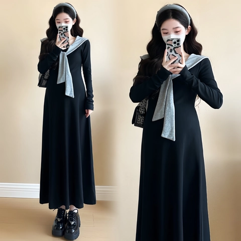 Vestito Lungo Premaman Senza Maniche Collo Alto Arricciato Aderente Tinta Unita Poliestere Elastan Gravidanza Elegante