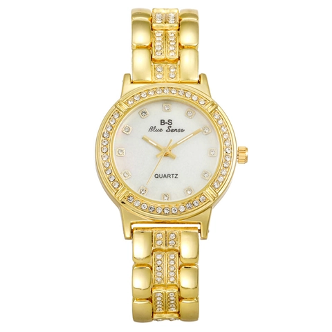 Orologio Al Quarzo Da Donna Alla Moda Con Cassa In Lega Di Strass E Cinturino In Metallo Elegante Lusso
