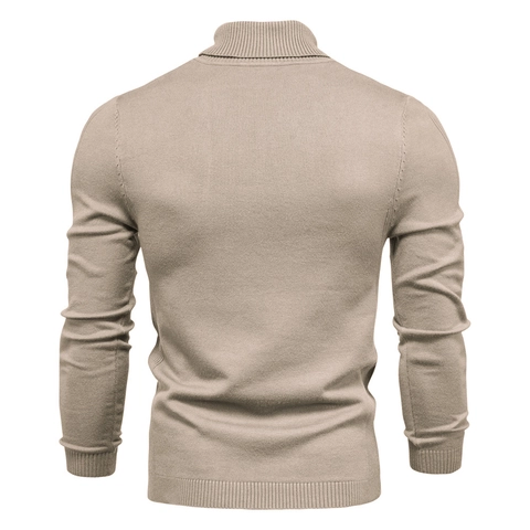 Heren Coltrui Slim Fit Gebreide Pullover Lange Mouwen Effen Kleur Geribbelde Casual Herfst Winter Gebreide Bovenstukken