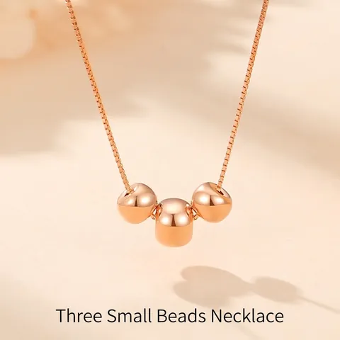 S925 Sterling Silver Triple Bead Pendant Necklace Vintage Round Box Chain Zirconia Inlaid Minimalist Jewelry For Women