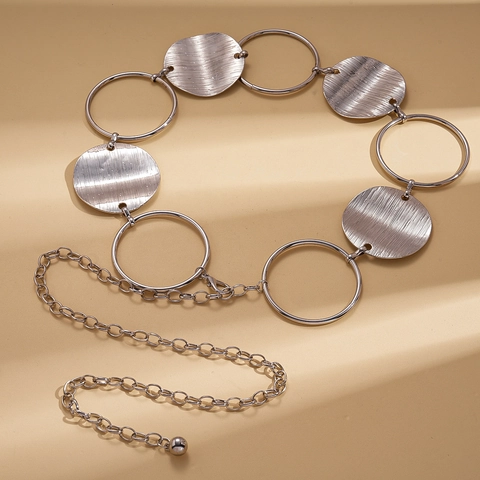 Catena Da Vita In Metallo Da Donna Regolabile Disco Rotondo Anello Cavo Spazzolato Gioielli Geometrici Minimalisti