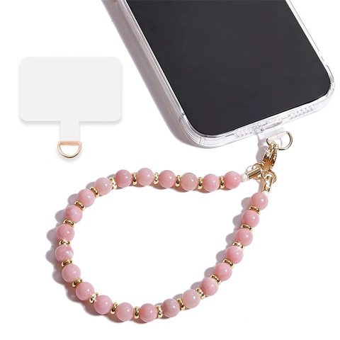 Cordino Per Cellulare Con Perline In Pietra Naturale Cinturino Da Polso Anti-Smarrimento Con Patch Staccabile Perline In Pietra Per Donne Elegante