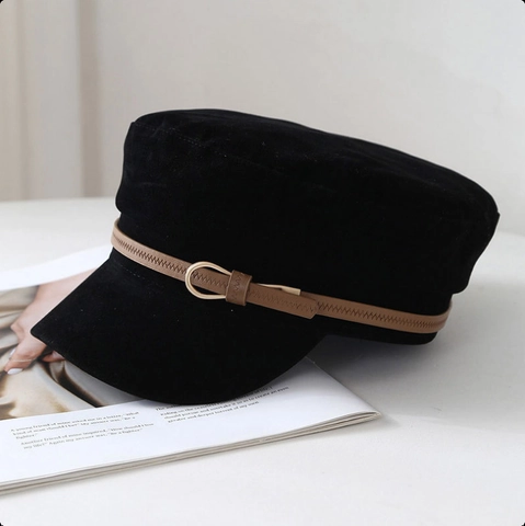 Βίντατζ Γυναικείο Καπέλο Newsboy από Faux Suede Ιαπωνικό Στυλ Επίπεδη Κορυφή Με Αγκράφα Ζώνης Ζεστό Αντιανεμικό Φθινόπωρο Χειμώνας