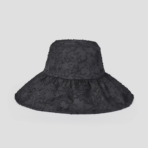 Women Elegant Jacquard Lace Bucket Hat Wide Brim Foldable Adjustable Sun Protection Summer Beach Sunshade Chic Polyester