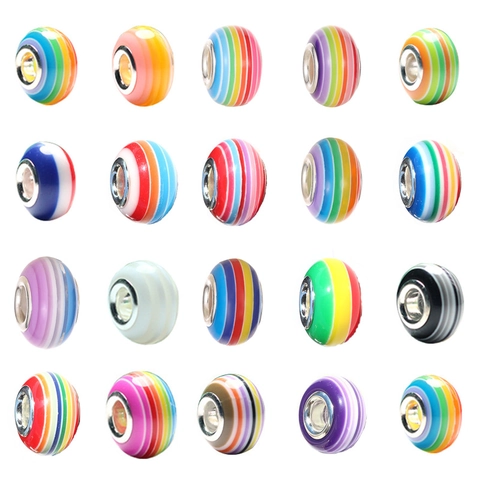 Striped Large Hole Beads Resin Colorful Charms For DIY Bracelet Necklace Jewelry Making