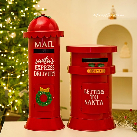 Weihnachts Metall Briefkasten Ornament Retro Weihnachtsmann Schneemann Statue Eisen Feiertag Deko Garten Festliches Display