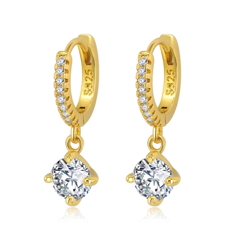 Orecchini a Cerchio in Rame Geometrici Con Zirconia per Donna Moda Perno in Argento Sterling 925 Gioielli Intarsiati Colorati