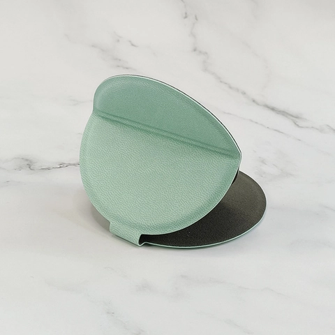 Espejo De Maquillaje Plegable Portátil Redondo Acero Inoxidable Irrompible Con Funda De Cuero PU Bolsillo Viaje