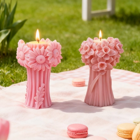 3D Flower Bouquet Candle Silicone Mold DIY Handmade Daisy Calla Lily Narcissus Aromatherapy Soap Resin Casting Craft Tool