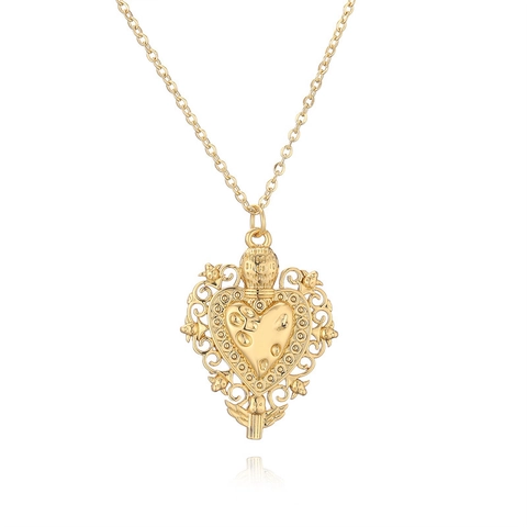 Collar Con Colgante De Corazón Cobre Micro Pavé Circón Love Cadena Clavícula Joyería De Moda Romántica Para Mujer