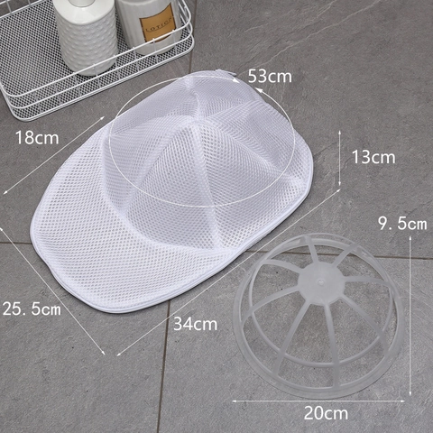 Hat Washing Bag Mesh Laundry Bag Protective Cap Washer With Inner Plastic Support Frame Anti-Deformation Washing Machine Use