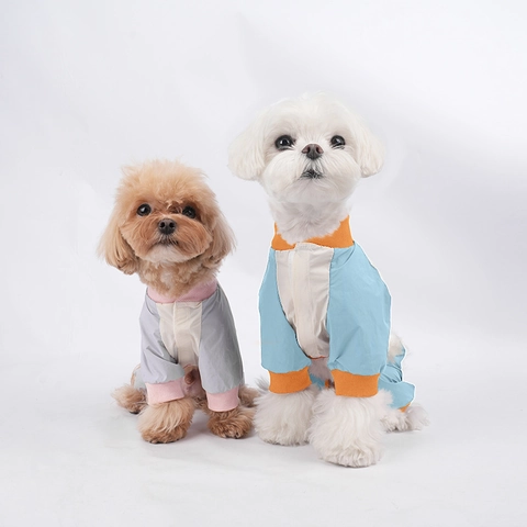 Tuta Per Cani Impermeabile Pantaloni Antipolvere Vestiti A Quattro Gambe Con Anello D Nylon Color Block Per Cani Piccoli Medi