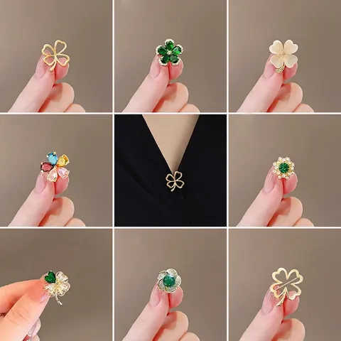 Broche Élégante en Alliage avec Strass Nœud Papillon Fleur pour Femme Boucle de Col de Chemise Anti-Exposition Accessoire Bijou