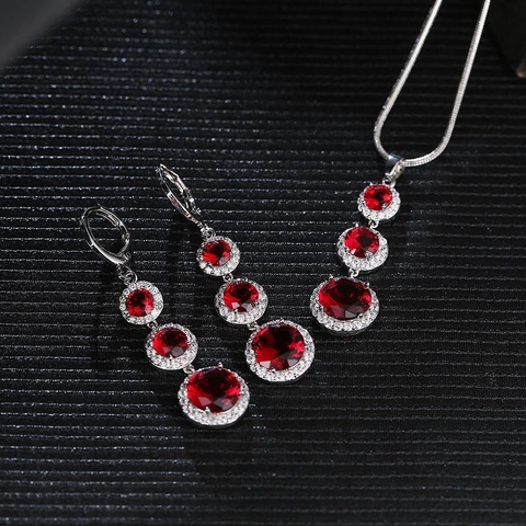 Sieraden Ketting En Oorbellen Legering Zirkonia Ronde Halo Waterdruppel Hanger Voor Bruiloft Feest Decoratie