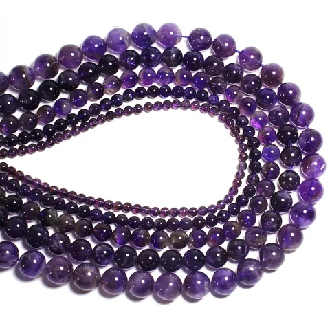 Natural Stone Round Beads Loose Gemstone Amethyst Agate Quartz For DIY Jewelry Making Bracelet Necklace Crafting Supplies