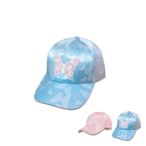 Kinder Baseballkappe Pailletten Schmetterling Druck Satin Polyester Sonnenschutz Verstellbar Outdoor Mode Mädchen Jungen