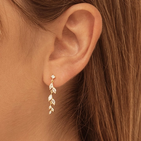 Orecchini Pendenti A Petalo Di Foglia Rame Con Zirconia Taglio Marquise Gioielli Floreali Eleganti Per Donne Matrimoni Feste