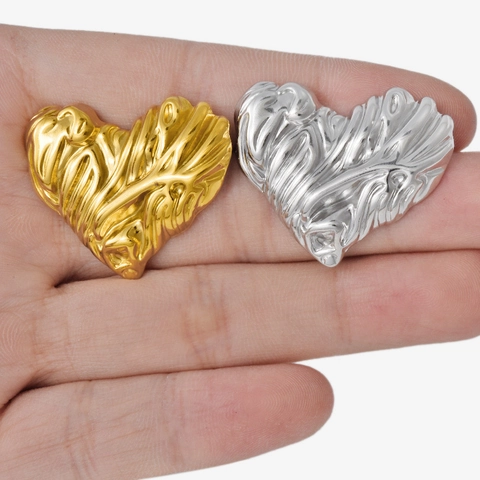 Unregelmäßige Textur 304 Edelstahl Herz Ohrstecker Für Damen Lava Stil Gold Silber Galvanisiert Mode Ohrringe Schmuck