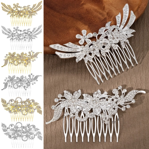 Legierung Strass Blume Braut Haarkamm Vintage Hochzeit Kopfschmuck Elegante Haar Accessoires Für Frauen