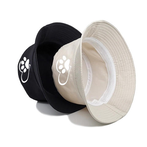 Cotton Canvas Bucket Hat With Heart Cat Paw Print Outdoor Sun Protection Casual Vintage Sun Hat For Women Men