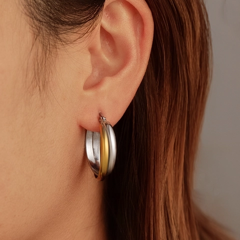 Intertwined Spherical Hoop Earrings Stainless Steel 18K Gold Plated Geometric Round Minimalist Trendy Fashion Jewelry For Women