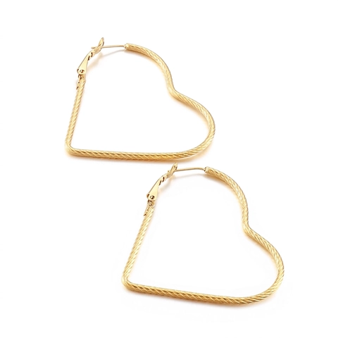 Pendientes de Aro Corazón de Acero de Titanio Textura Retorcida Corazón Hueco para Mujer Joyería Regalo Dulce