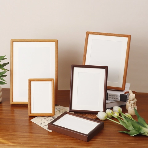 Marco De Fotos De Madera Minimalista Escritorio Pared Madera Maciza Nogal Teca Decoración Pantalla Marco De Fotos Para Hogar